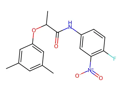 2-(3,5-dimethylphenoxy)-N-(4-fluoro-3-nitrophenyl)propanamide structure