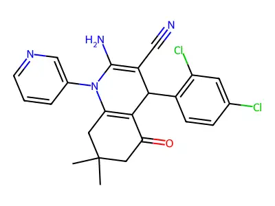 2-amino-4-(2,4-dichlorophenyl)-7,7-dimethyl-5-oxo-1-(3-pyridinyl)-1,4,5,6,7,8-hexahydro-3-quinolinecarbonitrile structure