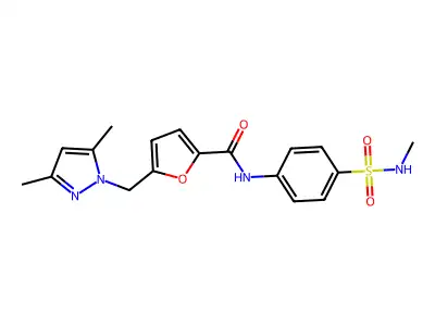 5-[(3,5-dimethylpyrazol-1-yl)methyl]-N-[4-(methylsulfamoyl)phenyl]furan-2-carboxamide structure