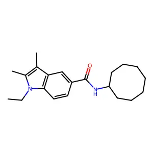 N-cyclooctyl-1-ethyl-2,3-dimethyl-1H-indole-5-carboxamide structure