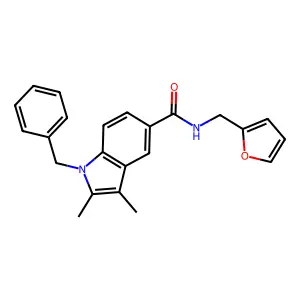 1-benzyl-N-(furan-2-ylmethyl)-2,3-dimethylindole-5-carboxamide structure