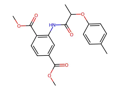 Dimethyl 2-[2-(4-methylphenoxy)propanoylamino]benzene-1,4-dicarboxylate structure