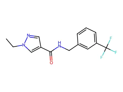 1-ethyl-N-[[3-(trifluoromethyl)phenyl]methyl]pyrazole-4-carboxamide structure