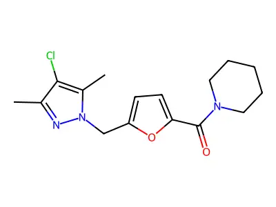 [5-[(4-chloro-3,5-dimethylpyrazol-1-yl)methyl]furan-2-yl]-piperidin-1-ylmethanone structure