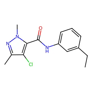 4-chloro-N-(3-ethylphenyl)-2,5-dimethylpyrazole-3-carboxamide structure