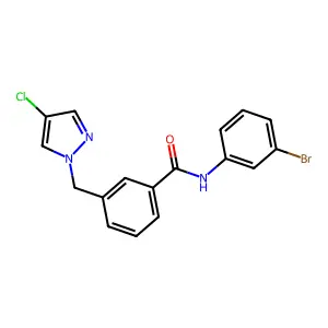 N-(3-bromophenyl)-3-[(4-chloro-1H-pyrazol-1-yl)methyl]benzamide structure