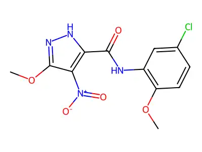 N-(5-chloro-2-methoxyphenyl)-3-methoxy-4-nitro-1H-pyrazole-5-carboxamide structure