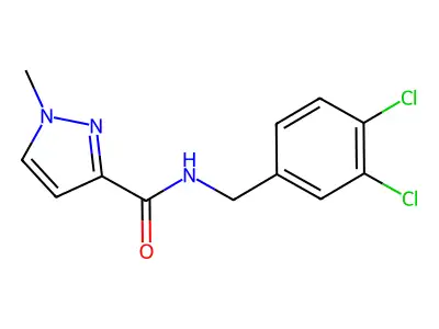 N-[(3,4-dichlorophenyl)methyl]-1-methylpyrazole-3-carboxamide structure