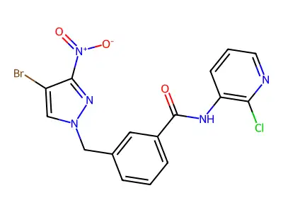 3-[(4-bromo-3-nitropyrazol-1-yl)methyl]-N-(2-chloropyridin-3-yl)benzamide structure