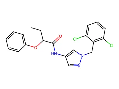 N-[1-(2,6-dichlorobenzyl)-1H-pyrazol-4-yl]-2-phenoxybutanamide structure