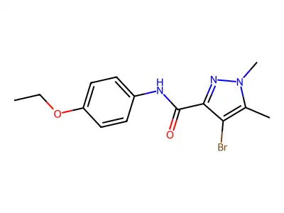 4-bromo-N-(4-ethoxyphenyl)-1,5-dimethylpyrazole-3-carboxamide structure