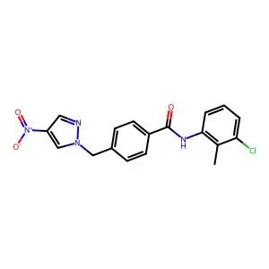 N-(3-chloro-2-methylphenyl)-4-[(4-nitropyrazol-1-yl)methyl]benzamide structure