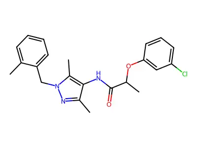2-(3-chlorophenoxy)-N-[3,5-dimethyl-1-(2-methylbenzyl)-1H-pyrazol-4-yl]propanamide structure