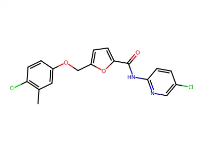5-[(4-chloro-3-methylphenoxy)methyl]-N-(5-chloropyridin-2-yl)furan-2-carboxamide structure