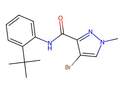 4-bromo-N-(2-tert-butylphenyl)-1-methylpyrazole-3-carboxamide structure