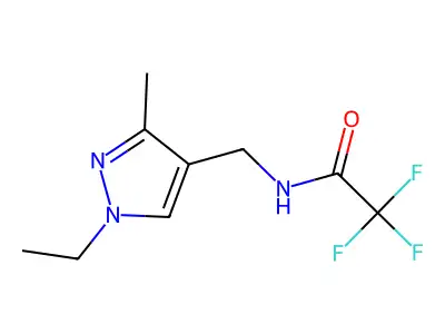 N-[(1-ethyl-3-methylpyrazol-4-yl)methyl]-2,2,2-trifluoroacetamide structure