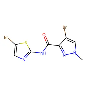 4-bromo-N-(5-bromo-1,3-thiazol-2-yl)-1-methyl-1H-pyrazole-3-carboxamide structure