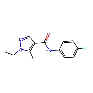 1-ethyl-N-(4-fluorophenyl)-5-methylpyrazole-4-carboxamide structure
