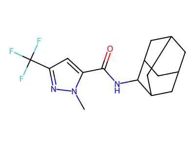 N-(2-adamantyl)-2-methyl-5-(trifluoromethyl)pyrazole-3-carboxamide structure