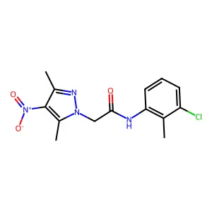 N-(3-chloro-2-methylphenyl)-2-(3,5-dimethyl-4-nitropyrazol-1-yl)acetamide structure