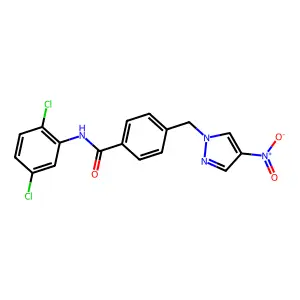 N-(2,5-dichlorophenyl)-4-[(4-nitropyrazol-1-yl)methyl]benzamide structure