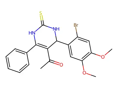 1-[4-(2-bromo-4,5-dimethoxyphenyl)-6-phenyl-2-sulfanylidene-3,4-dihydro-1H-pyrimidin-5-yl]ethanone structure