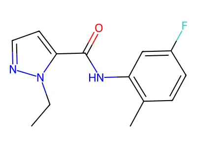 1-ethyl-N-(5-fluoro-2-methylphenyl)-1H-pyrazole-5-carboxamide structure