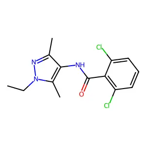 2,6-dichloro-N-(1-ethyl-3,5-dimethyl-1H-pyrazol-4-yl)benzamide structure
