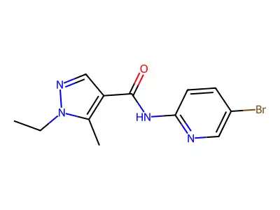 N-(5-bromopyridin-2-yl)-1-ethyl-5-methylpyrazole-4-carboxamide structure