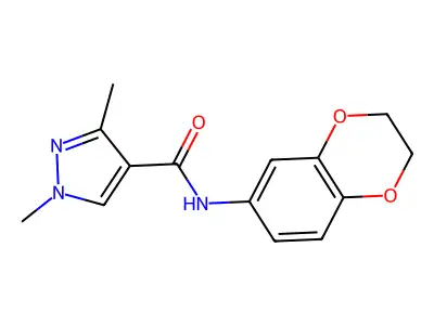 N-(2,3-dihydro-1,4-benzodioxin-6-yl)-1,3-dimethyl-1H-pyrazole-4-carboxamide structure