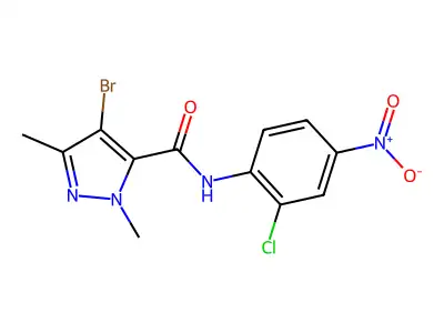 4-bromo-N-(2-chloro-4-nitrophenyl)-2,5-dimethylpyrazole-3-carboxamide structure