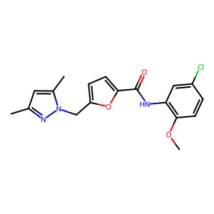 N-(5-chloro-2-methoxyphenyl)-5-[(3,5-dimethyl-1H-pyrazol-1-yl)methyl]-2-furamide structure