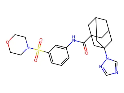 N-(3-morpholin-4-ylsulfonylphenyl)-3-(1,2,4-triazol-1-yl)adamantane-1-carboxamide structure
