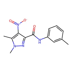 1,5-dimethyl-N-(3-methylphenyl)-4-nitropyrazole-3-carboxamide structure