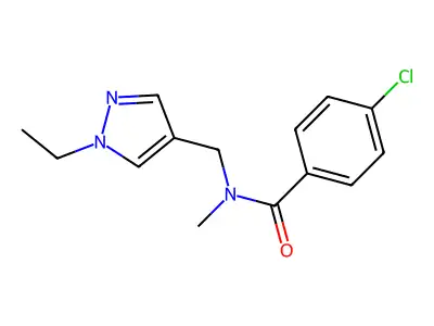 4-chloro-N-[(1-ethyl-1H-pyrazol-4-yl)methyl]-N-methylbenzamide structure