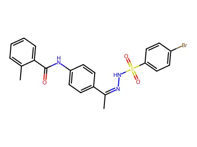 N-[4-[(Z)-N-[(4-bromophenyl)sulfonylamino]-C-methylcarbonimidoyl]phenyl]-2-methylbenzamide structure