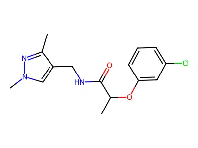 2-(3-chlorophenoxy)-N-[(1,3-dimethylpyrazol-4-yl)methyl]propanamide structure