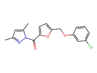 [5-[(3-Chlorophenoxy)methyl]furan-2-yl]-(3,5-dimethylpyrazol-1-yl)methanone structure