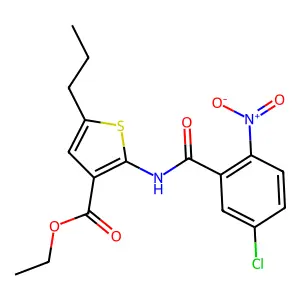 Ethyl 2-({5-chloro-2-nitrobenzoyl}amino)-5-propyl-3-thiophenecarboxylate structure