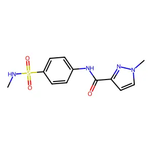 1-methyl-N-{4-[(methylamino)sulfonyl]phenyl}-1H-pyrazole-3-carboxamide structure