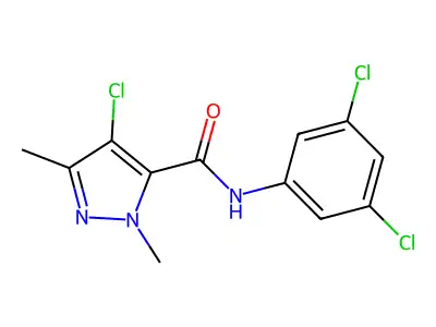 4-chloro-N-(3,5-dichlorophenyl)-2,5-dimethylpyrazole-3-carboxamide structure