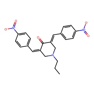 (3E,5E)-3,5-bis[(4-nitrophenyl)methylidene]-1-propylpiperidin-4-one structure