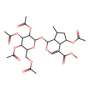 methyl 5-acetyloxy-7-methyl-1-[3,4,5-triacetyloxy-6-(acetylo structure