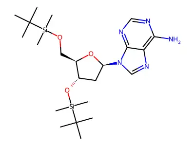 9-((2R,4S,5R)-4-((tert-Butyldimethylsilyl)oxy)-5-(((tert-butyldimethylsilyl)oxy)methyl)tetrahydrofuran-2-yl)-9H-purin-6-amine structure