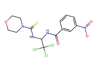 3-nitro-N-[2,2,2-trichloro-1-(morpholine-4-carbothioylamino)ethyl]benzamide structure