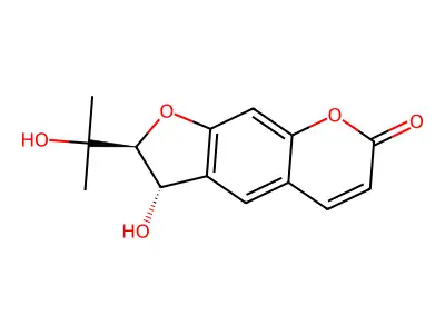 3-hydroxy-2-(2-hydroxypropan-2-yl)-2H,3H,7H-furo[3,2-g]chromen-7-one structure