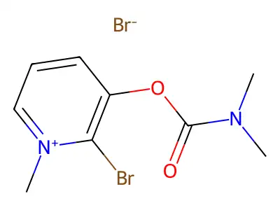 Pyridinium, 2-bromo-3-hydroxy-1-methyl-, bromide, dimethylcarbamate (ester) structure