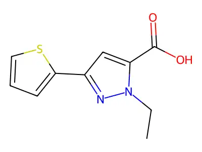 2-Ethyl-5-thiophen-2-ylpyrazole-3-carboxylic acid structure
