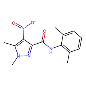 N-(2,6-dimethylphenyl)-1,5-dimethyl-4-nitropyrazole-3-carboxamide structure