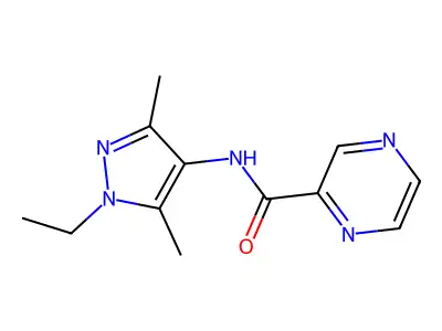 N-(1-ethyl-3,5-dimethyl-1H-pyrazol-4-yl)pyrazine-2-carboxamide structure